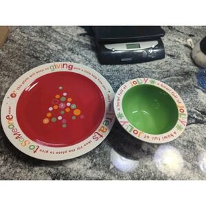 Hallmark Sharing Plate "This Plate Will Keep On Giving" Christmas Plate & Bowl